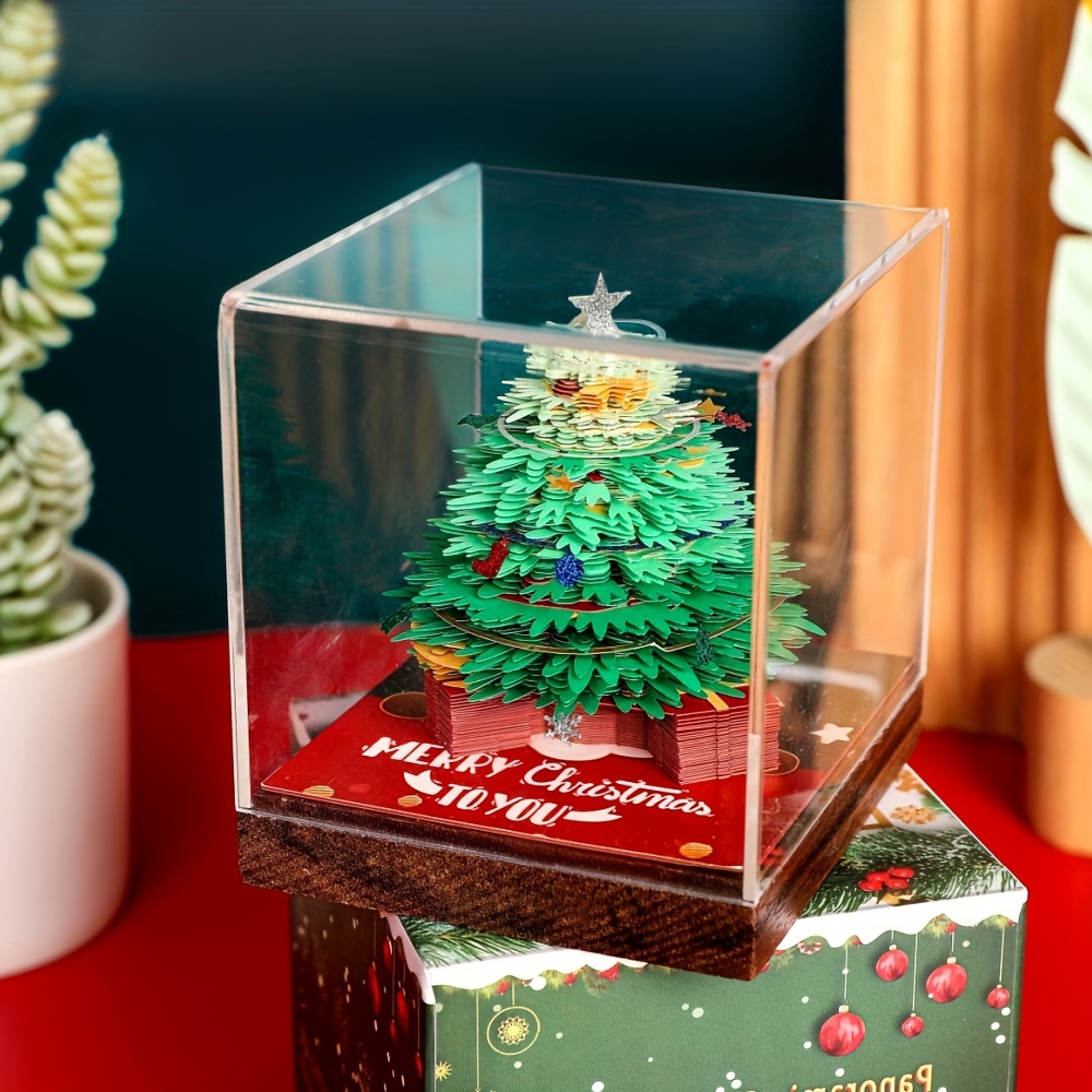 3d christmas tree paper sculpture desk calendar diy artistic notebook stickers creative paper carving ornament weekly planner office supplies details 1