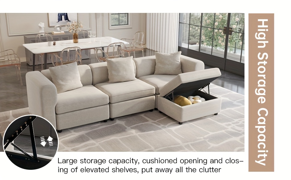 Fabric Sofa, Velvet Sectional Sofa, 2-Seat Sofa For Living Room, L-Shaped Sofa, Convertible Sofa With Cushions, Modern Simplicity Loveseat Sofa, Removable Sofa Cover Space Spring Cushions And Solid Wood Frame, Easy To Install, Apartment, Home, Guyii