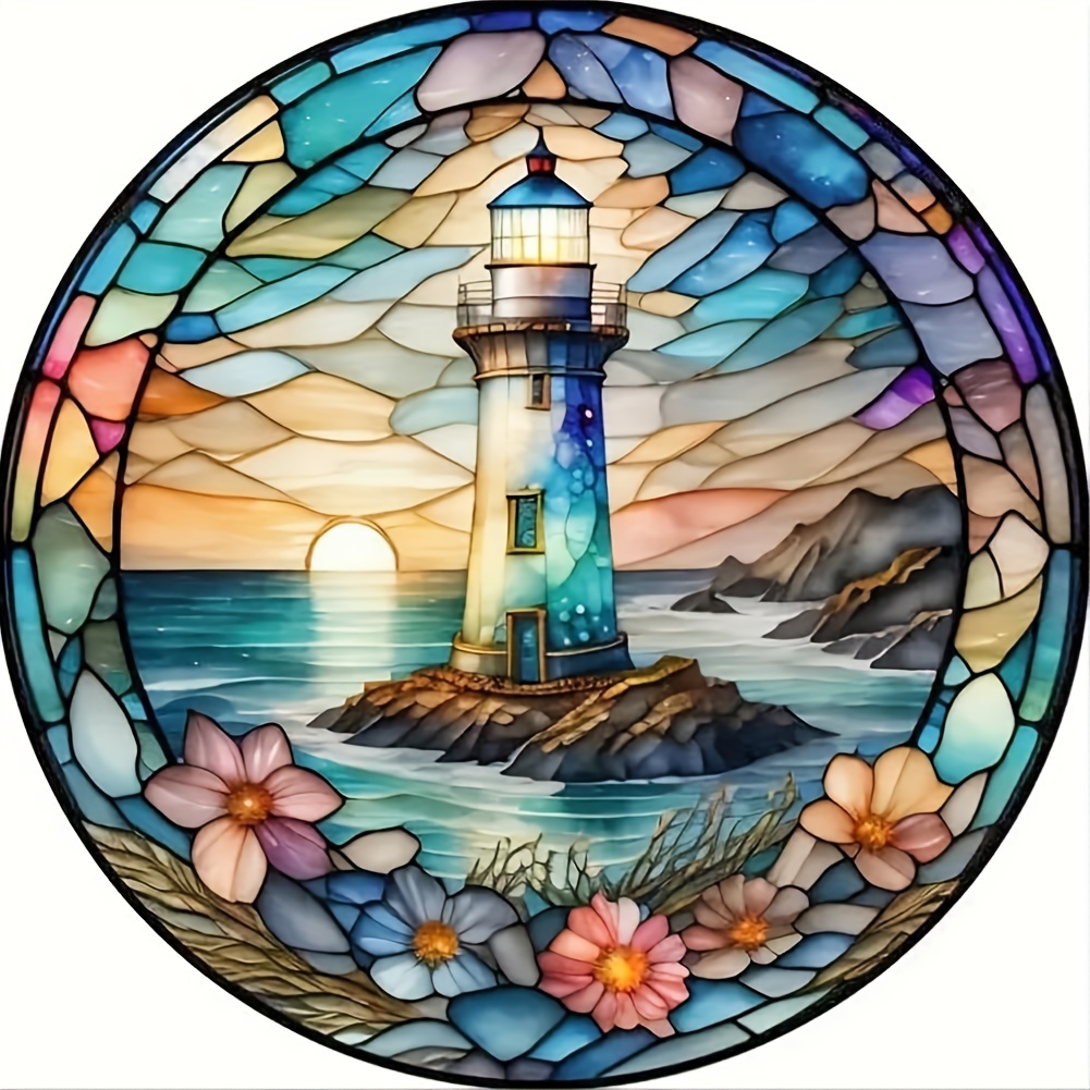 

Diy 5d Kit - Lighthouse Scene, 11.8x11.8in , Round Acrylic Diamonds, Craft & Embroidery Art For Wall Decor, Perfect Surprise Gift