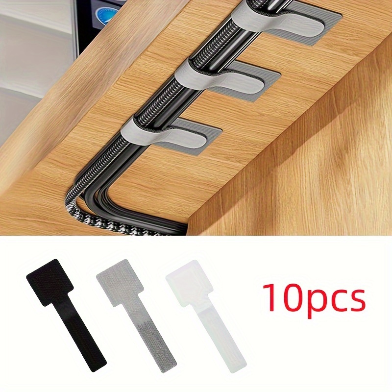 

10pcs Adjustable Cable Ties - Reusable, Self-adhesive Cord Organizers For Desk Management & Wire Organization