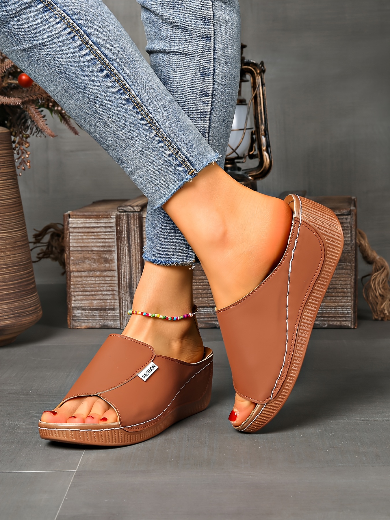   womens light blue slide sandals comfortable arch support breathable open toe design with soft rubber sole casual   heel slip on shoes for casual attire   cover upper Product details 35