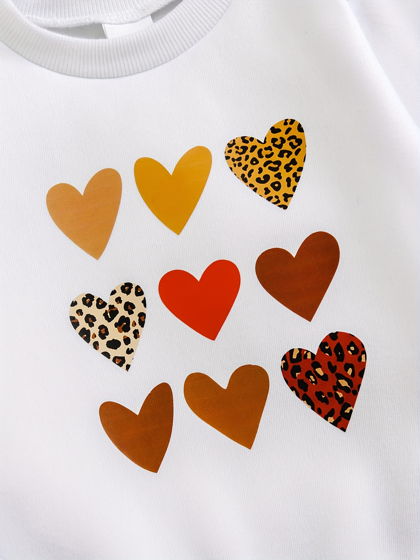 3 stuks 2J-7J Meisjes Casual Ronde Hals Lange Mouw Geborstelde Rib Sweatshirt met Hartjesprint