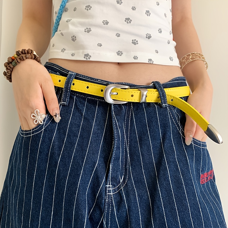 TEMU A Stylish Yellow Pu Material Belt With A