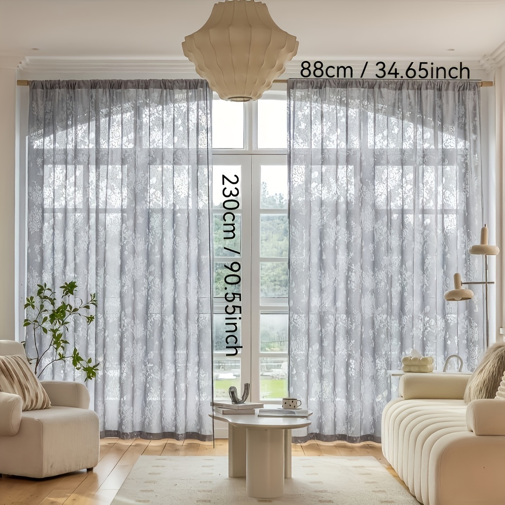 TEMU 2pcs (bright Jacquard Finished Curtain Suitable For Living Room, Balcony, Bedroom, Home Office, Rod Type, )