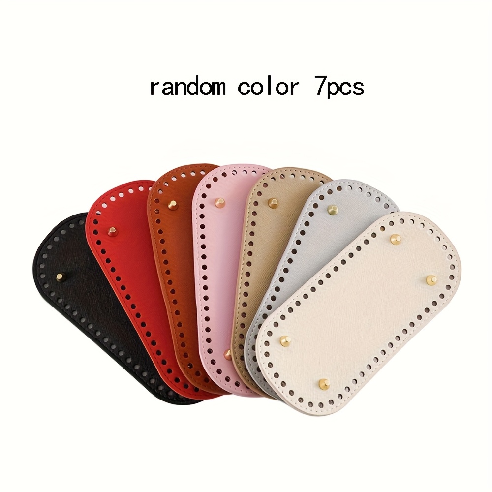Image of 7- Oval-shaped Random Color Pu Leather Bag Bottom Inserts - Handbag & Purse Bases With Pre- Holes For Crochet Projects, Sewing Accessories, And Diy Crafts - Durable, Water-resistant, And , Diy Wallet