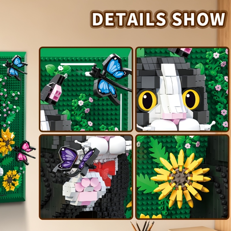 Garden Cow Cat 3D Pixel Block Painting Set