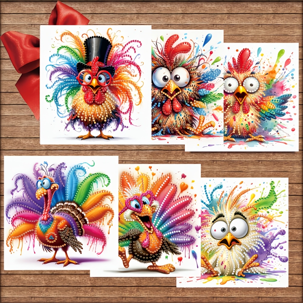 TEMU 6pcs Diamond Painting Greeting Card Set, Special Shaped Diamond Paintings, Handmade Craft For , Suitable For Birthday Or Holiday Greetings