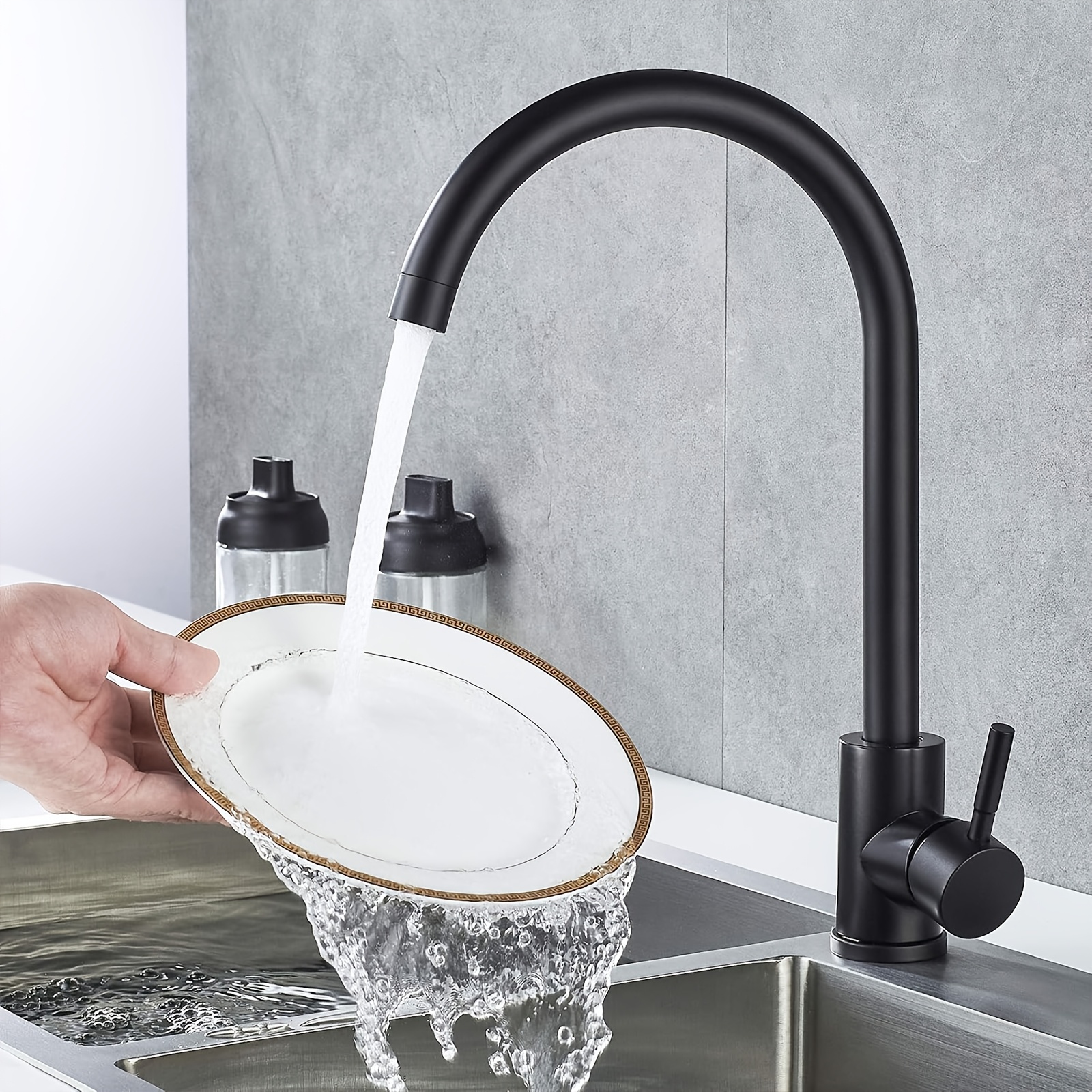 Kitchen Faucet, Single Handle Tap, Black Sink Faucet, 360 Degree Rotatable Kitchen Sink Tap, Vegetable And Dish Washing Sink Faucet