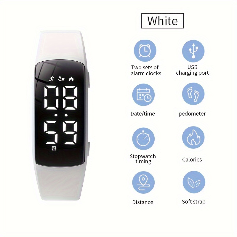 mens digital sports watch with silent alarm step counter and calorie   rechargeable lithium battery multiple color options ideal for students and athletes student gear digital watch display silent alarm feature sports watch