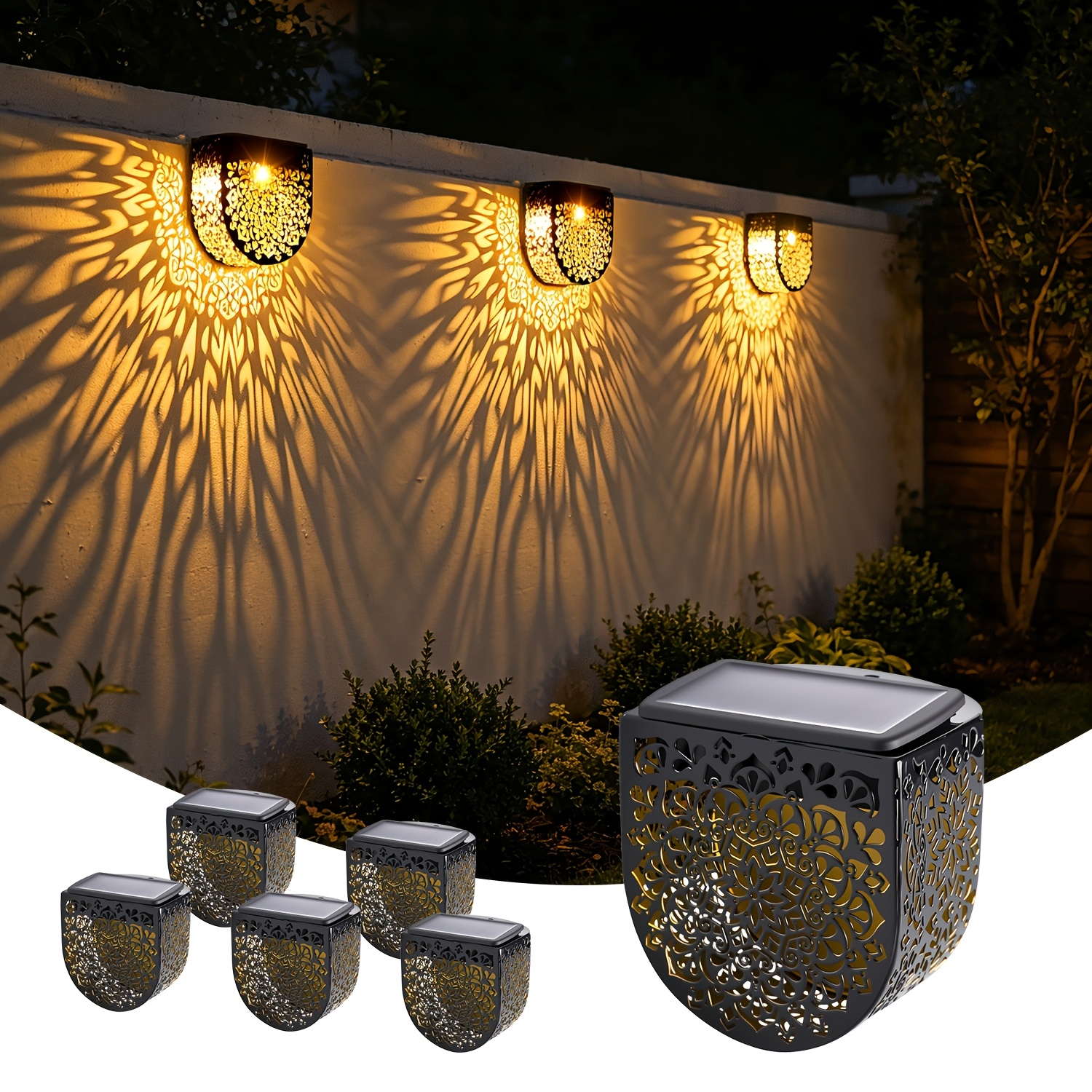 4-Pack Decorative Solar Mandala Lights – Colorful 7-Color Changing Outdoor Fence/Garden/Step Lights, IP65 Waterproof Metal Datura Pattern