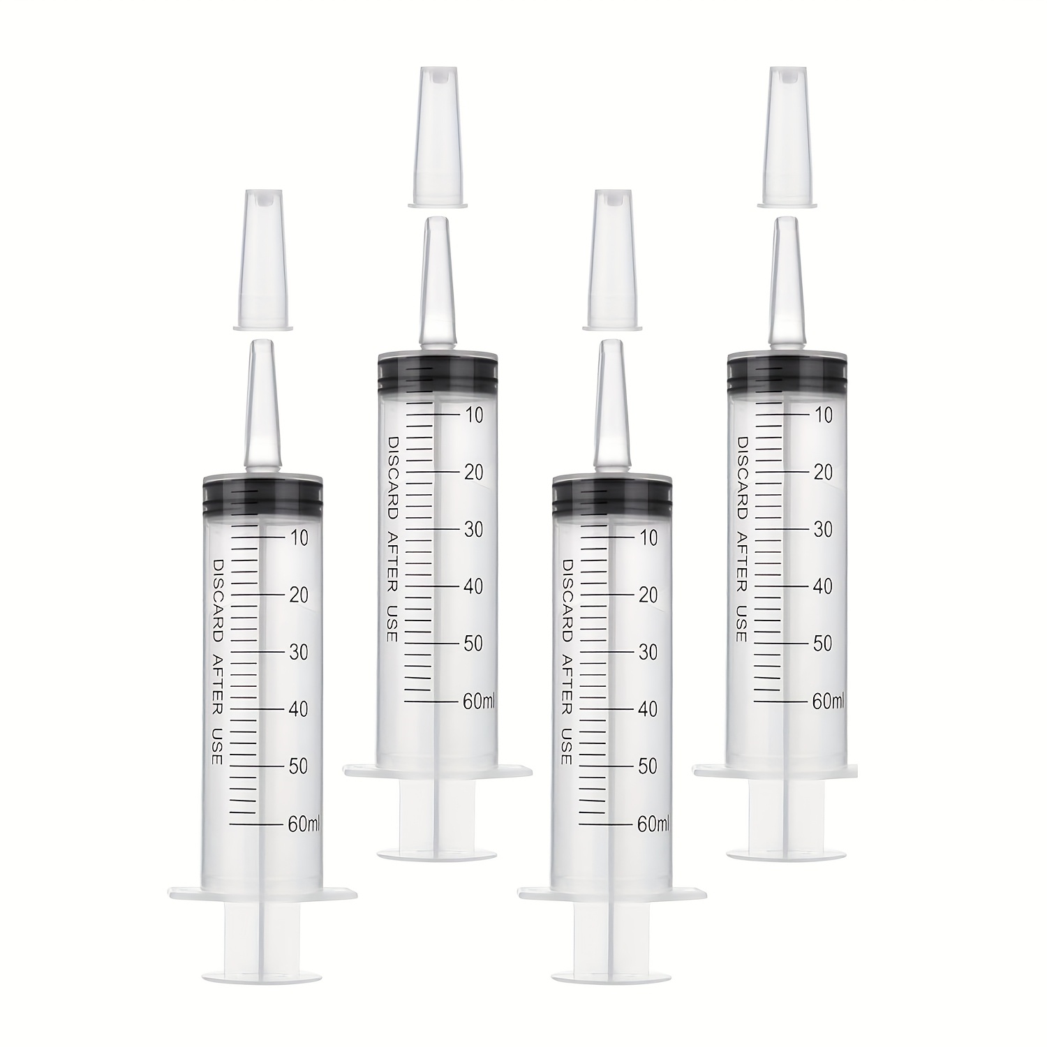 Image of 4-pack Plastic Syringes With Caps, Individually Sealed, Featuring Measuring Large Syringes For Liquid , Science , Pipetting, Irrigation, Pet Feeding, Oil Applicator (needle-free)