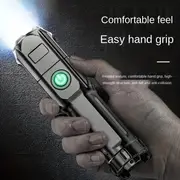 1pc led flashlight usb rechargeable with 18650 lithium battery plastic lamp shade portable for hiking camping outdoor emergency 800mah capacity details 2