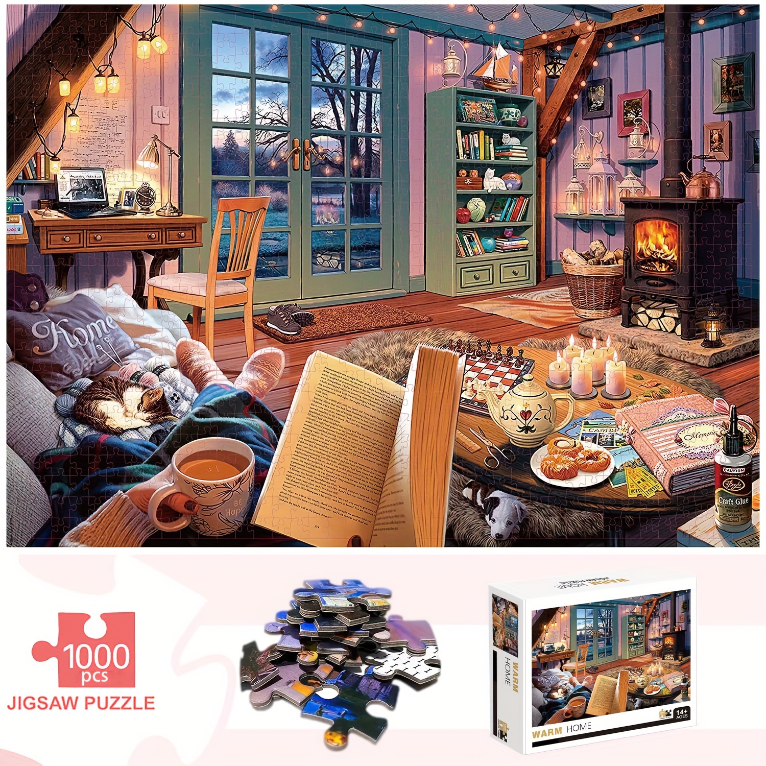 

1000-piece Warm Home Puzzle - Premium, Thick & Durable Seamless Jigsaw For Adults - Perfect For Birthdays, Christmas, Halloween, Thanksgiving & Easter Wood Jigsaw Puzzles For Adults Wooden