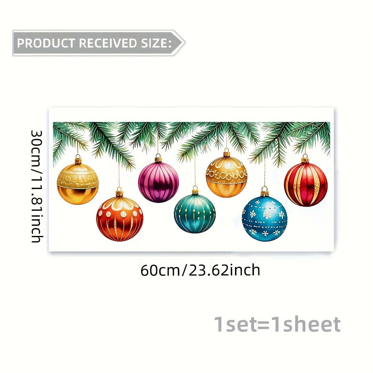 TEMU 1 pièce Autocollant pour vitre de branche de sapin de Noël pour décoration de fenêtre - Autocollant décoratif de Noël pour fenêtre, Ornement de