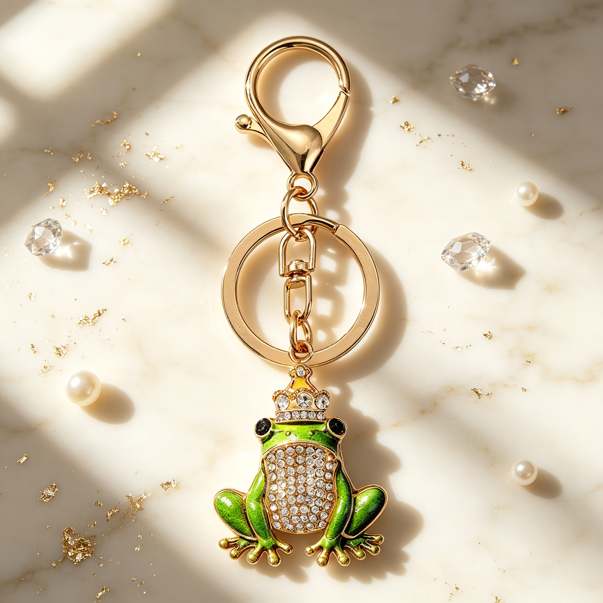 TEMU 1pc Enamel Keychain, Rhinestone Crown Colorful Pendant, Golden Lobster Clasp Bag Charm, Cute Backpack Handbag Accessory Tale Theme Holiday Small