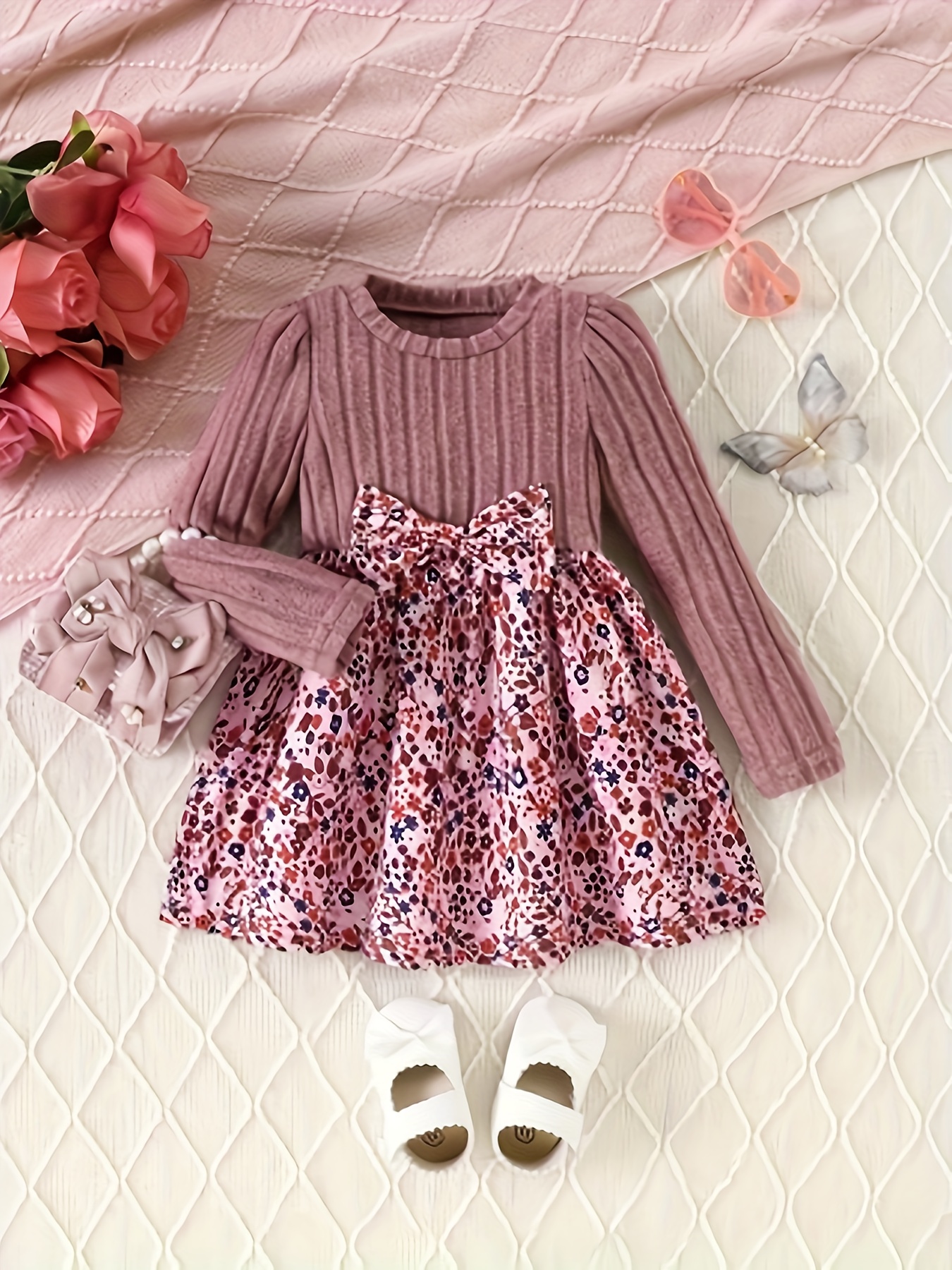 green emerald velvet dress Elegant Baby Girls Pink Flower Girl One-year-old Princess Toddler Beauty Pageant Dress main image 0