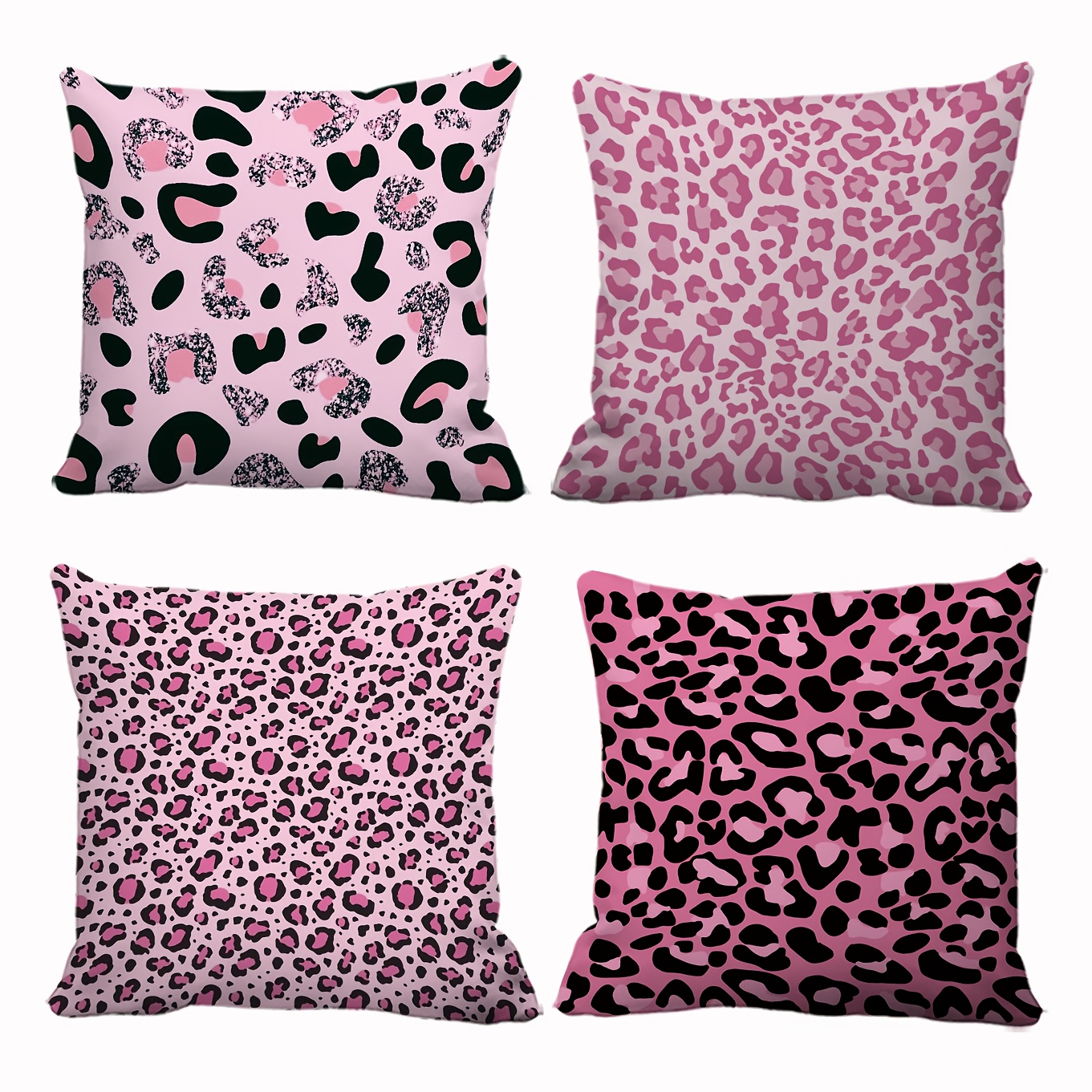 TEMU Personalisiertes 4-teiliges rosa Leopard-Print-Kissenbezug-Set für Garten, Teestube, Innenhof, Business-Ruhebereich, Büro, Party, Wohnzimmer,