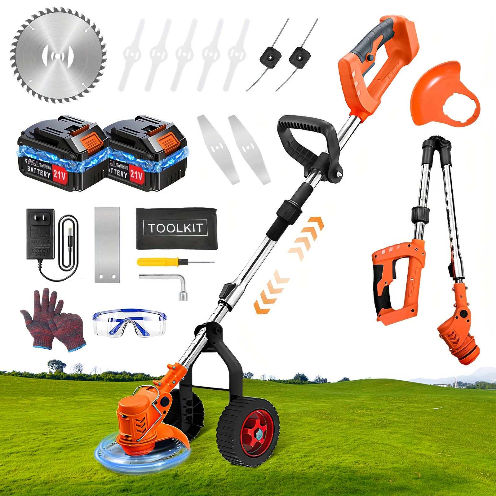 

Electric , String Trimmer, Battery Powered , 4-in-1 Grass Trimmer/mini-mower/wheel Edger/brush Cutter