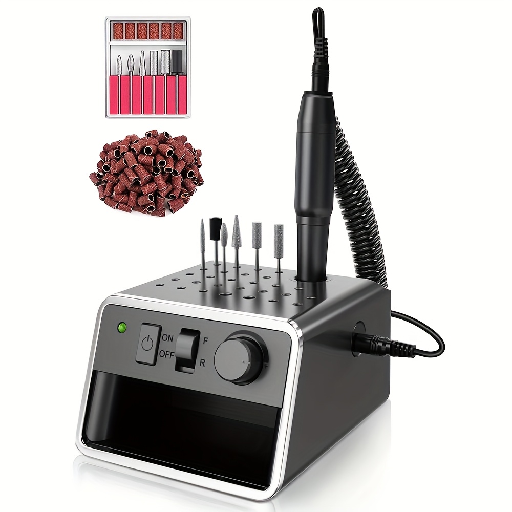 TEMU Draagbare nagelboorset elektrische vijl 20.000 RPM met meerdere nagelboren, polijststrips voor acrylnagelverwijdering, nagelgelpolijsten,
