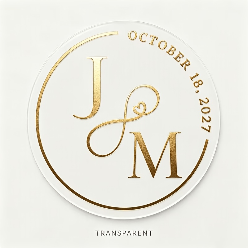 TEMU Custom 50pcs Wedding Round Transparent Stickers, ' Initials And Self-adhesive Sealing Stickers, Favor Box Decoration Thank You Labels