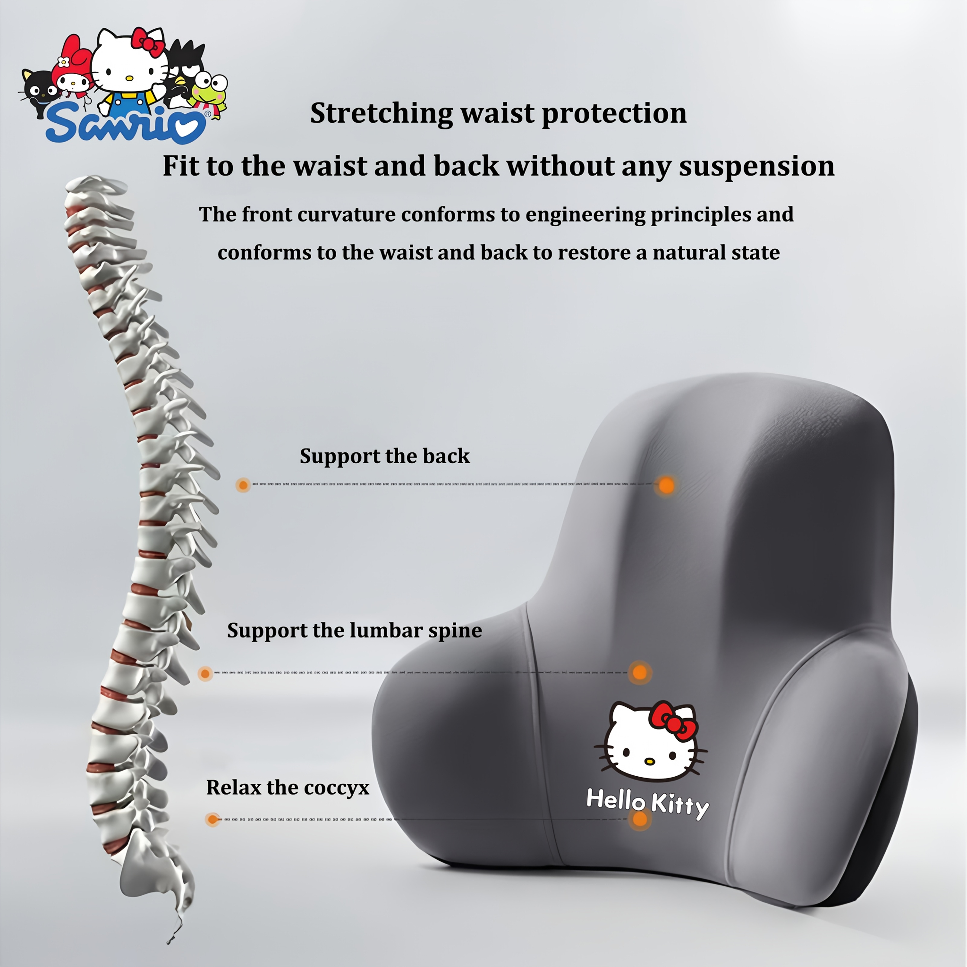   for   ergonomic office chair cushion lightweight portable memory foam back support with contoured design for home   bed black white   grey chair cushion for office bedroom     character   polyester cover Product details 1