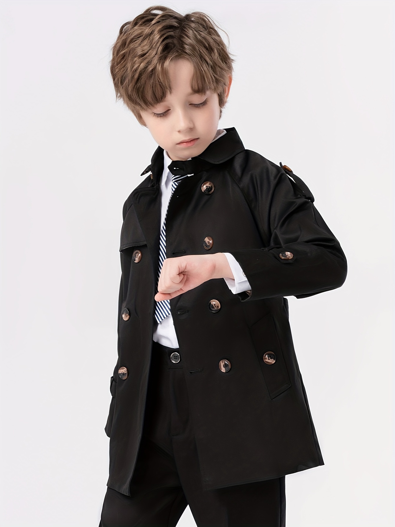 jaqueta chic na grã para meninos trench Temu Brazil