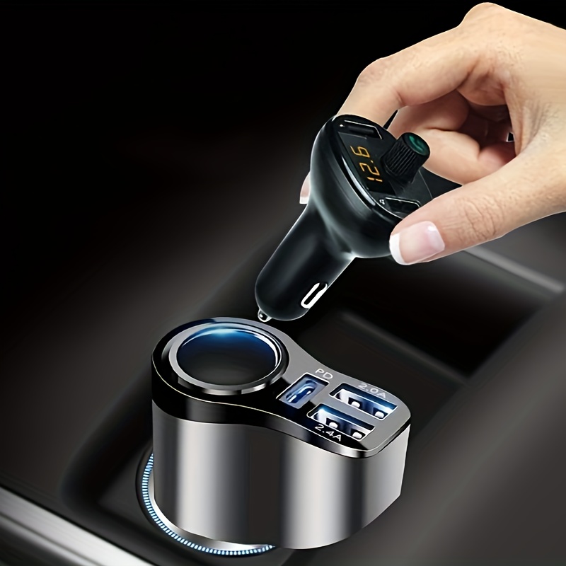 Încărcător Auto USB-C 4 în 1, 47W, 4 Porturi (USB + USB-C), Încărcare Rapidă pentru Mașină [3]