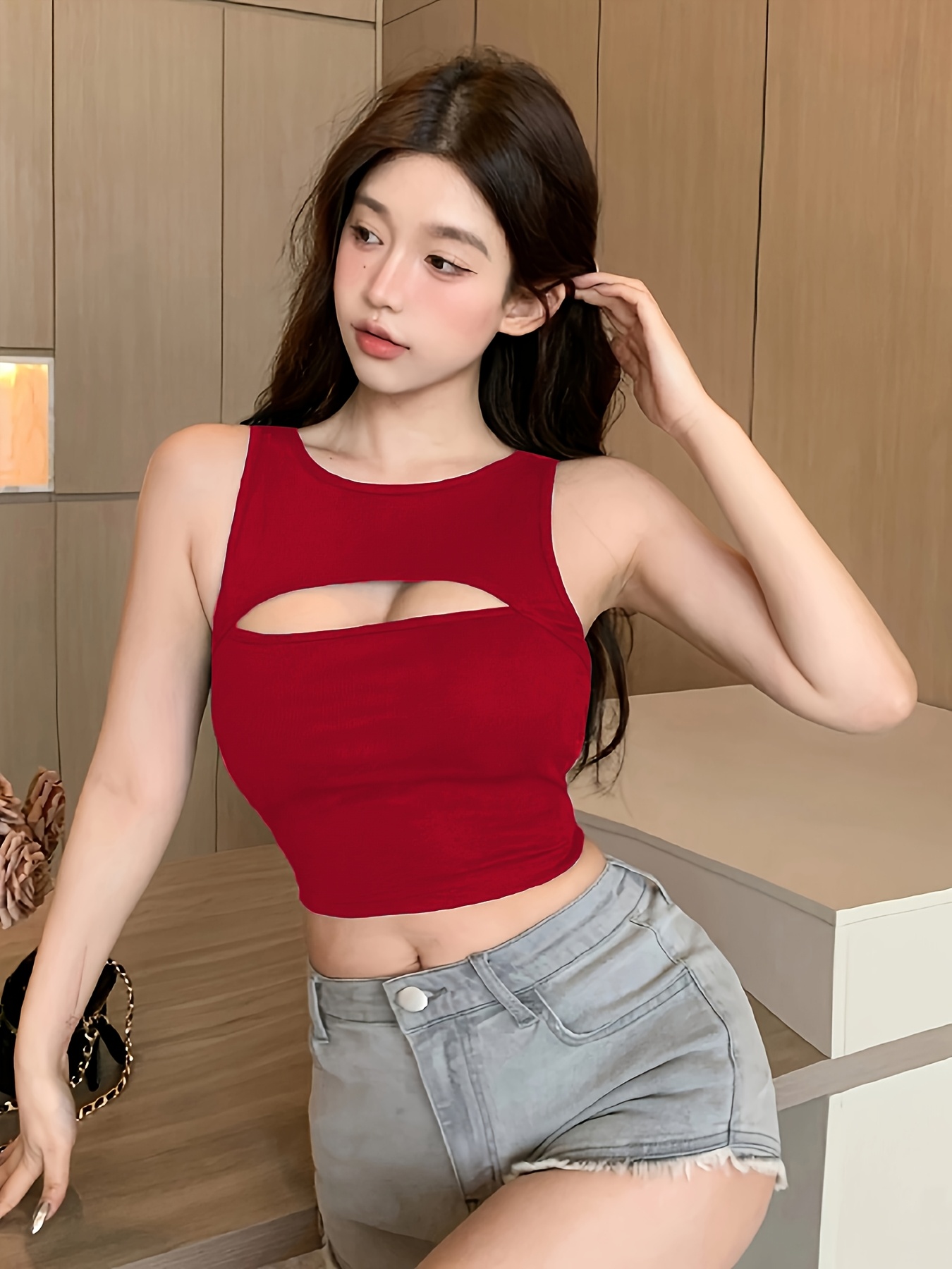 【cherry】THE TOE♡korinthos sleeveless urban trendy corset hollow vest women's clothing - Temu South Africa