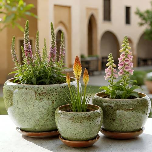 3pcs glaze textured ceramic flower pots plants not included with drainage holes style for moving decorations christmas new year holiday gifts suitable for succulents and flowers