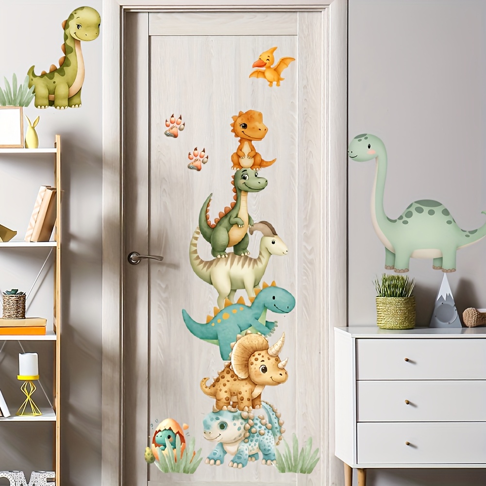 Forest Dinosaur Theme Door Sticker, Bedroom Living Room Sofa Background Wall Decoration Wall Sticker