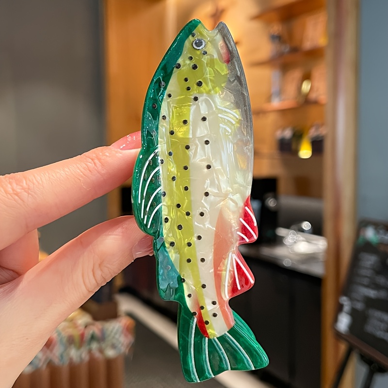 TEMU 1pc Marine Animal Multi Color Salmon Hair Clip Women's Summer Beach Vacation Fashion Hair Accessories