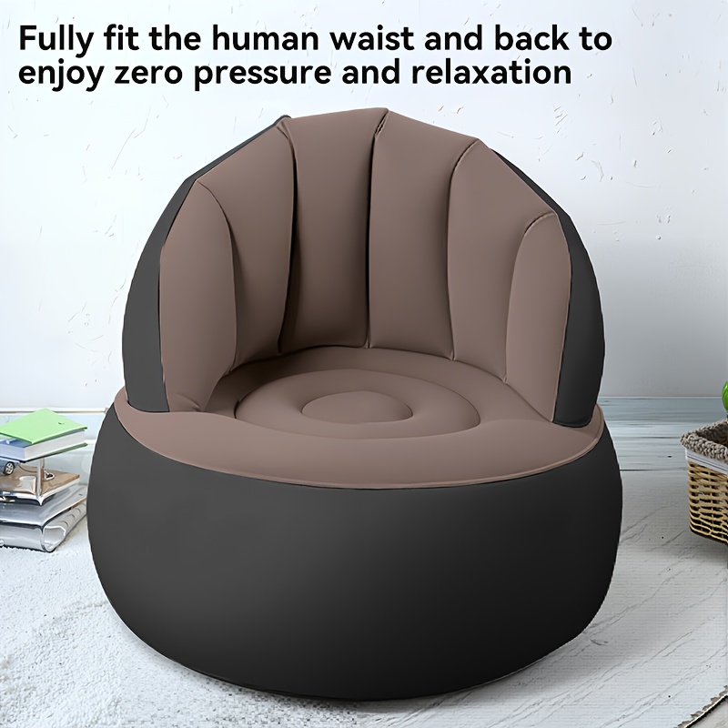 [Quick-Inflate Inflatable Sofa] Portable Quick-Inflate Foldable Inflatable Sofa with Backrest | 1pc PVC Flocked Surface Lazy Couch for Living Room Game Bedroom Balcony Reading, Compressed Sofa Bed, Air Sofa, Boneless Couch In A Box, Multipurpose Minimalist Lightweight Durable Inflatable Furniture