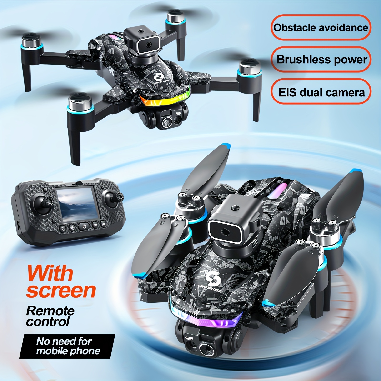 S160 Foldable Quadcopter Drone with Dual 720P Cameras, Obstacle Avoidance, 30 Min Flight, WiFi App Control & Remote, Portable Design for Beginners, Includes Carrying Case & Scredriver - Outdoor Drone Gift