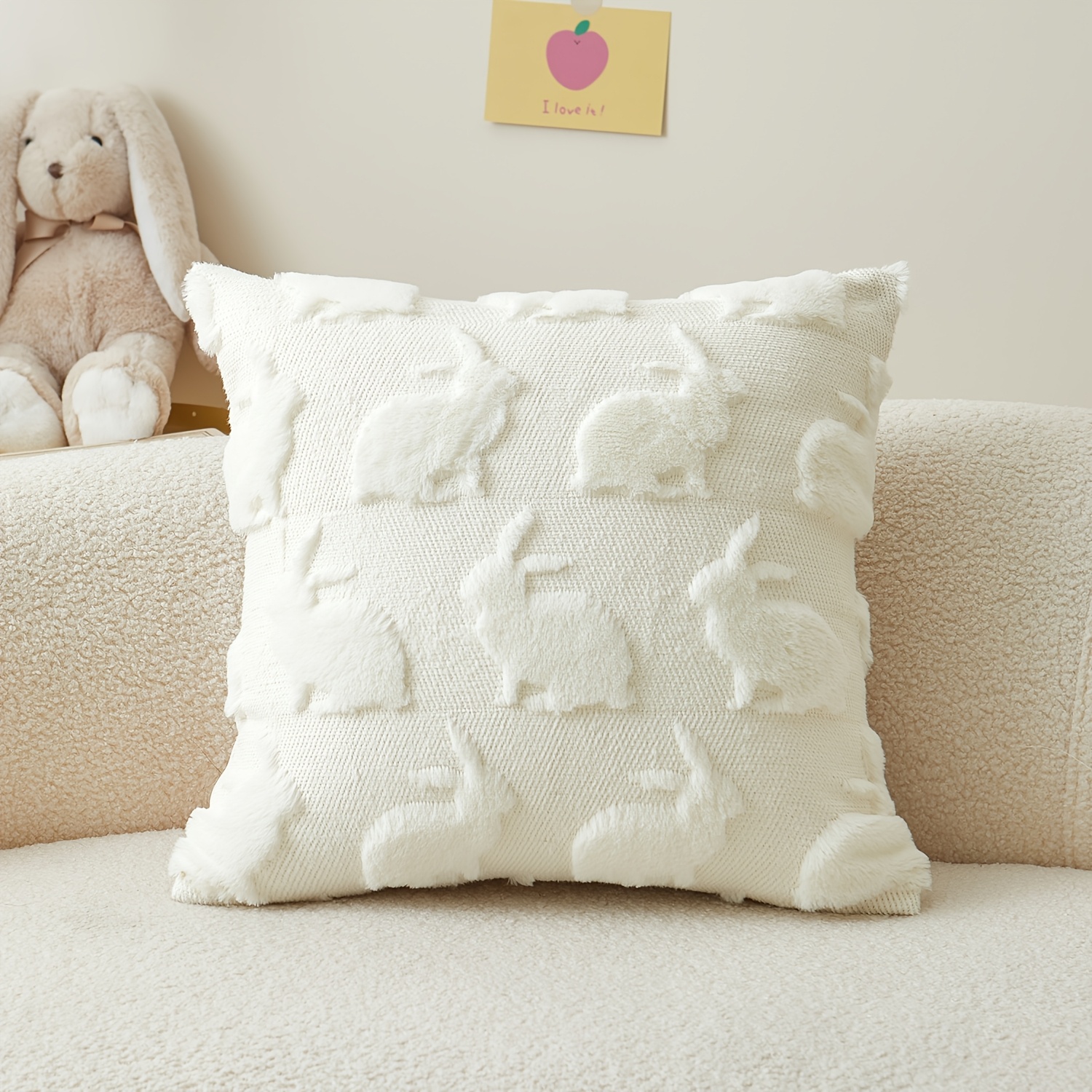 Image of 1pc, Easter Cushion Covers, Easter Bunny Holiday Pillow Covers, Single-sided Embroidery, 17.7 X 17.7 Inches, Suitable For Sofa, Living Room, Bedroom Home Decor, No Pillow Core