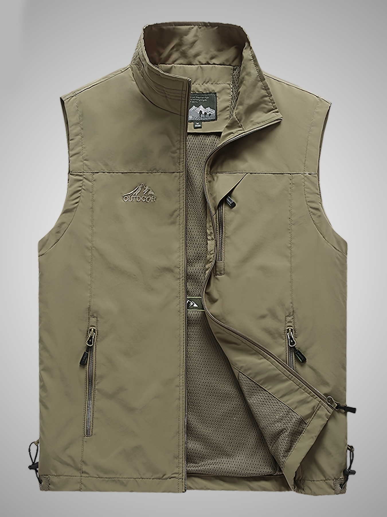 *'S Summer Sleeveless Vest with Multiple Pockets Breathable Solid  Casual Vest, Regular Fit Stand Collar for Hiking Casual Attire,