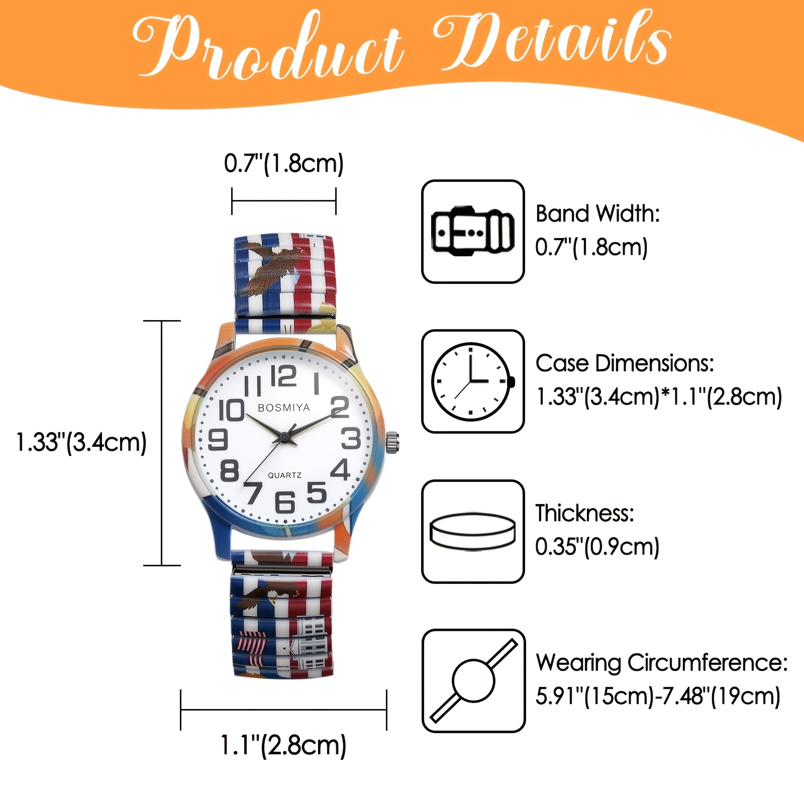 Jewelrywe Elastic Band Watch: Quartz, Easy-to-read Arabic Dial, Stainless Steel Elastic Band Watch - A Gift For Men And Women