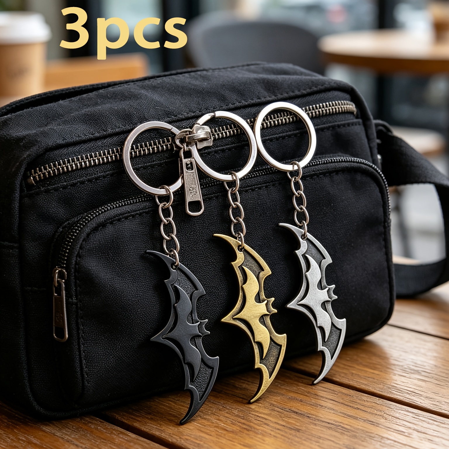 TEMU Wb-warner .-3pcs Batman Shaped Metal Keychain Charms, Men Women Bag Pendant Keychains, Party Keyring Gift Bag, Holiday And Party Gifts