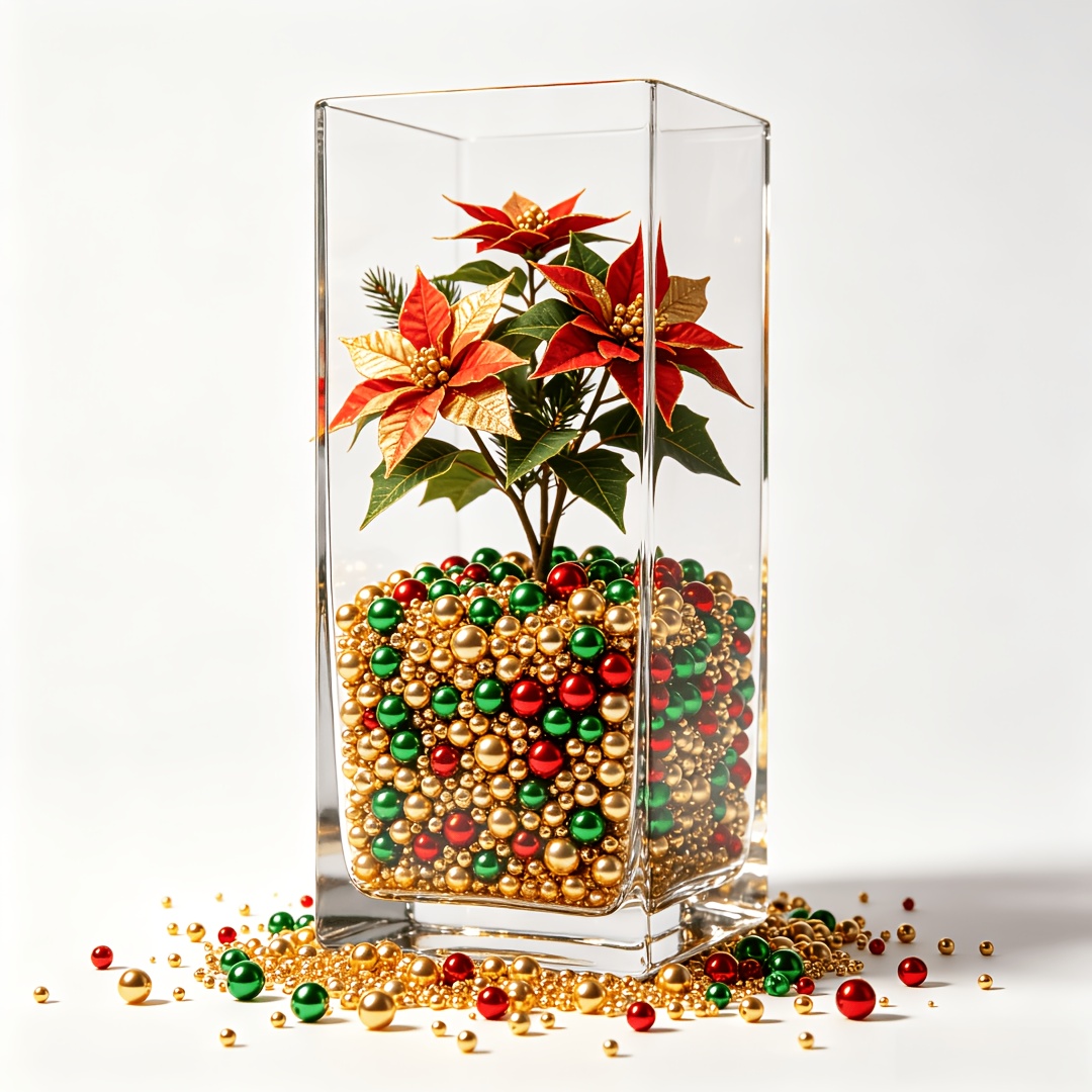 TEMU 1273 pezzi di perle natalizie, perline acriliche, ornamenti, perle artificiali senza foro per riempimento vaso, decorazioni da tavolo, elementi