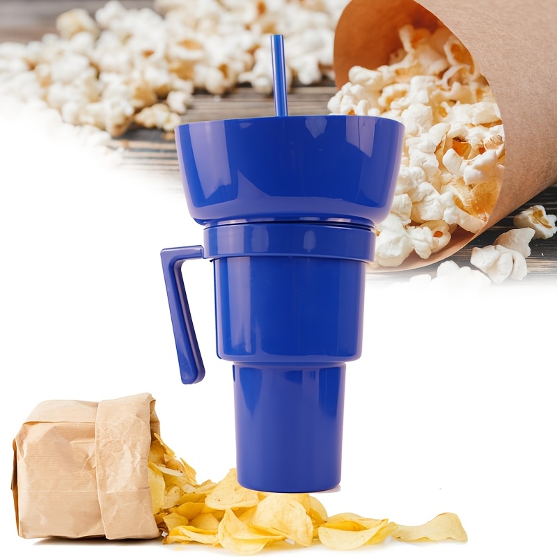 

Stadium Popcorn Drink Cup 2in 1 Cup Portable Snack Bowl Chicken Storage Bowl With Handle Straw Cup