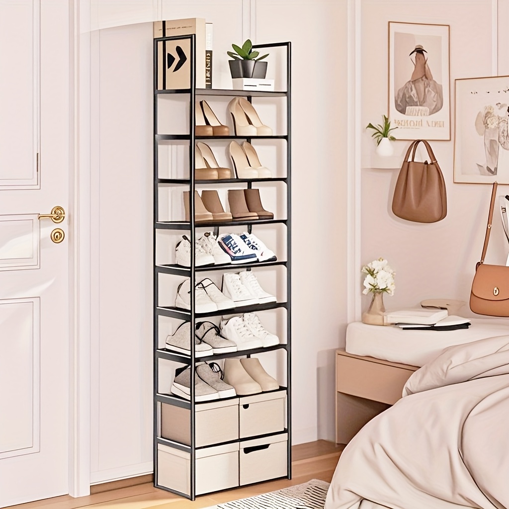 TEMU Shoe Rack, Sturdy Metal Shoe Rack Organizer, Narrow Shoe Rack, Shoe Racks For Closets, Shoes Rack, Shoe Stand, Shoe Shelf