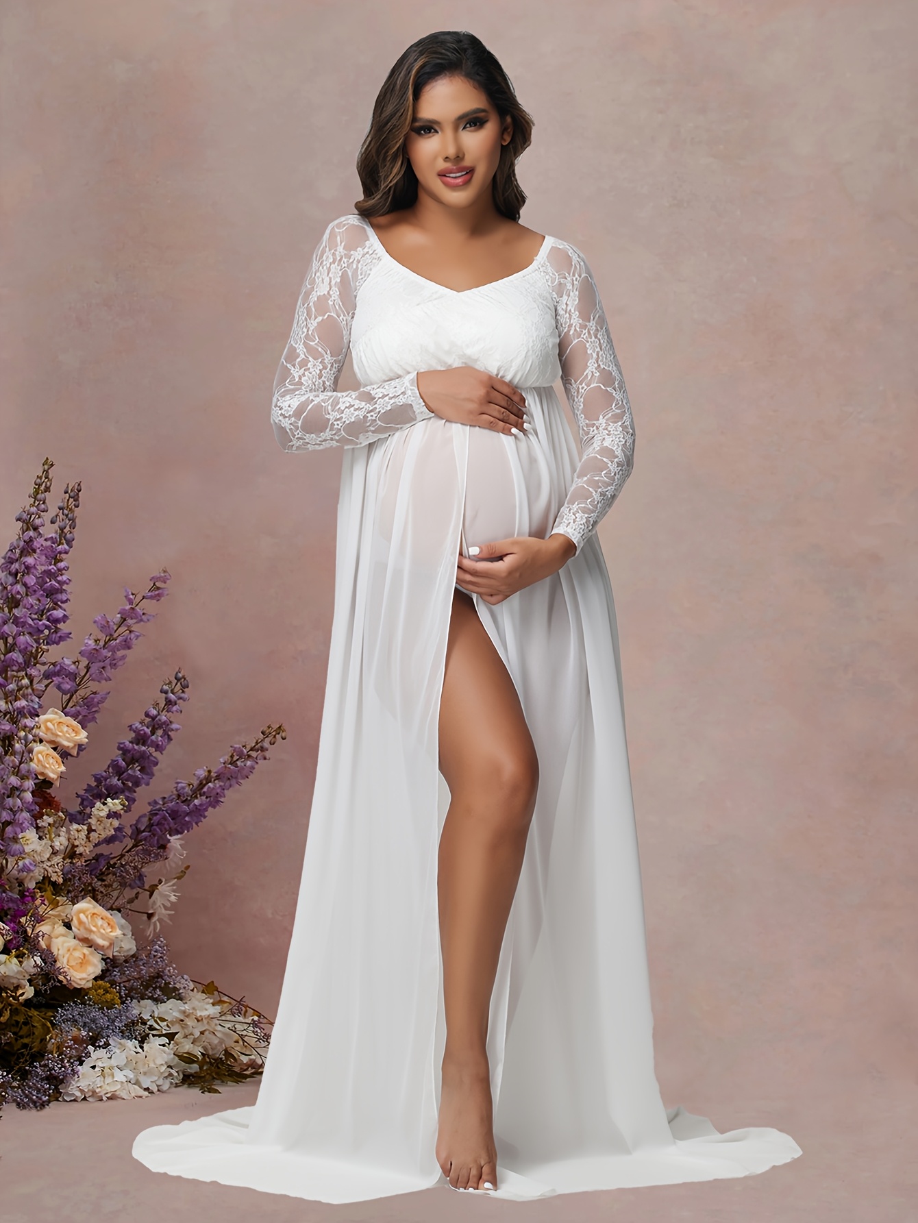knee length dresses for ladies Navy Blue Strapless Sweetheart Chiffon Maternity Maxi Bridesmaid Dress Navy Blue / L / N12 main image 0