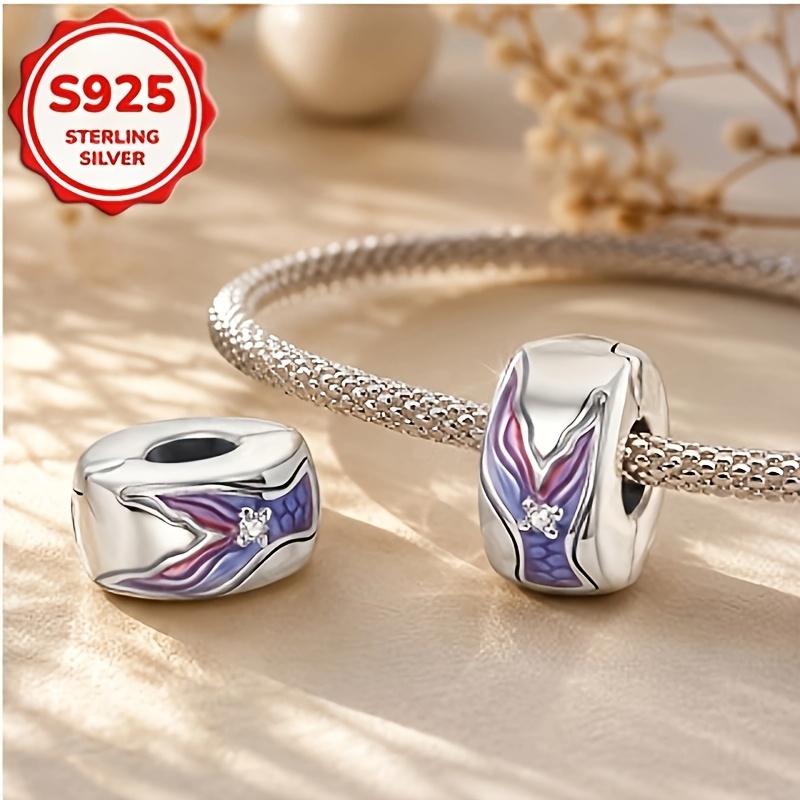Elegant S925 Silver Pendant with Gradient Purple Enamel