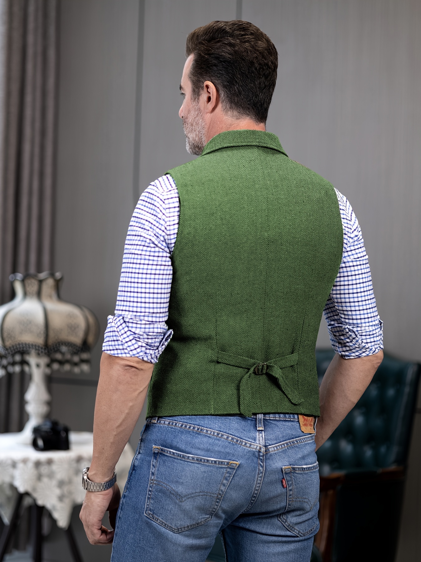 PJ PAUL JONES Chaleco De Traje De Tweed En
