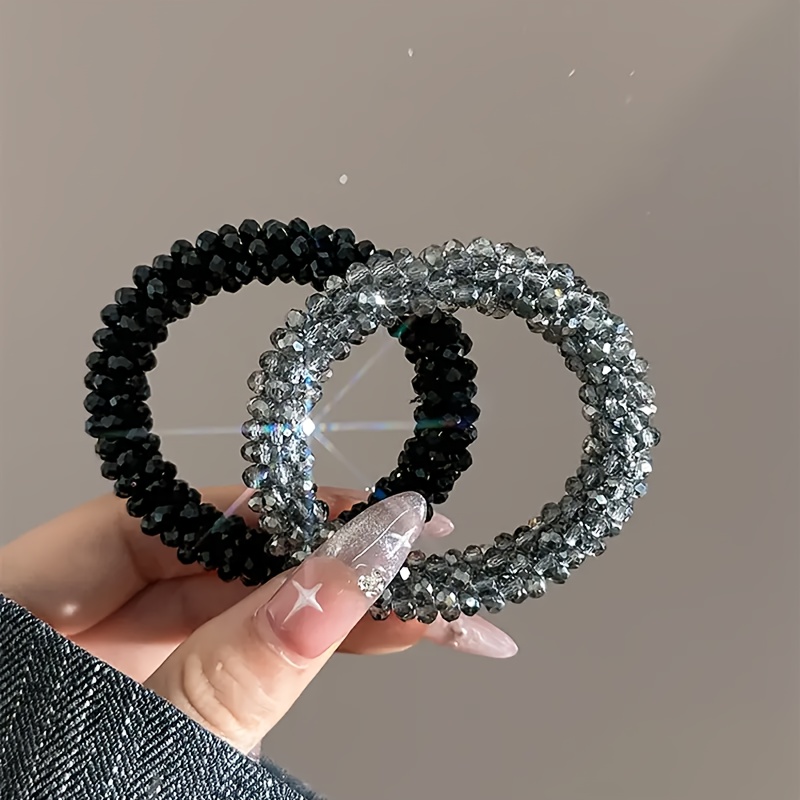 Wecoe Confezione da 4 cerchietti per capelli da donna con strass scintillanti, alla moda, con fiori e fiori, accessori per capelli per donne e ragazze, regalo di compleanno (argento, caffè, nero