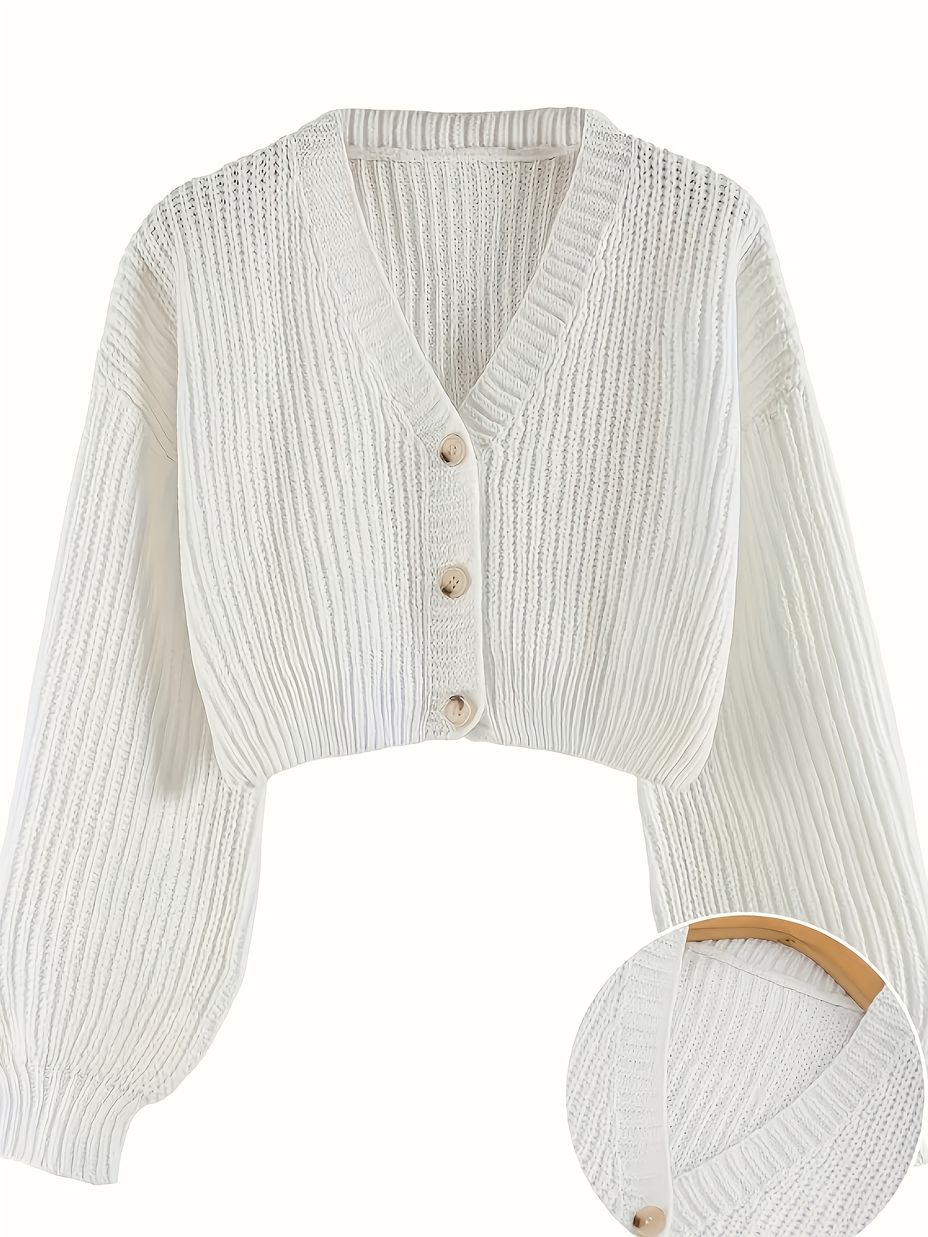 white cardigan sold on Temu United States
