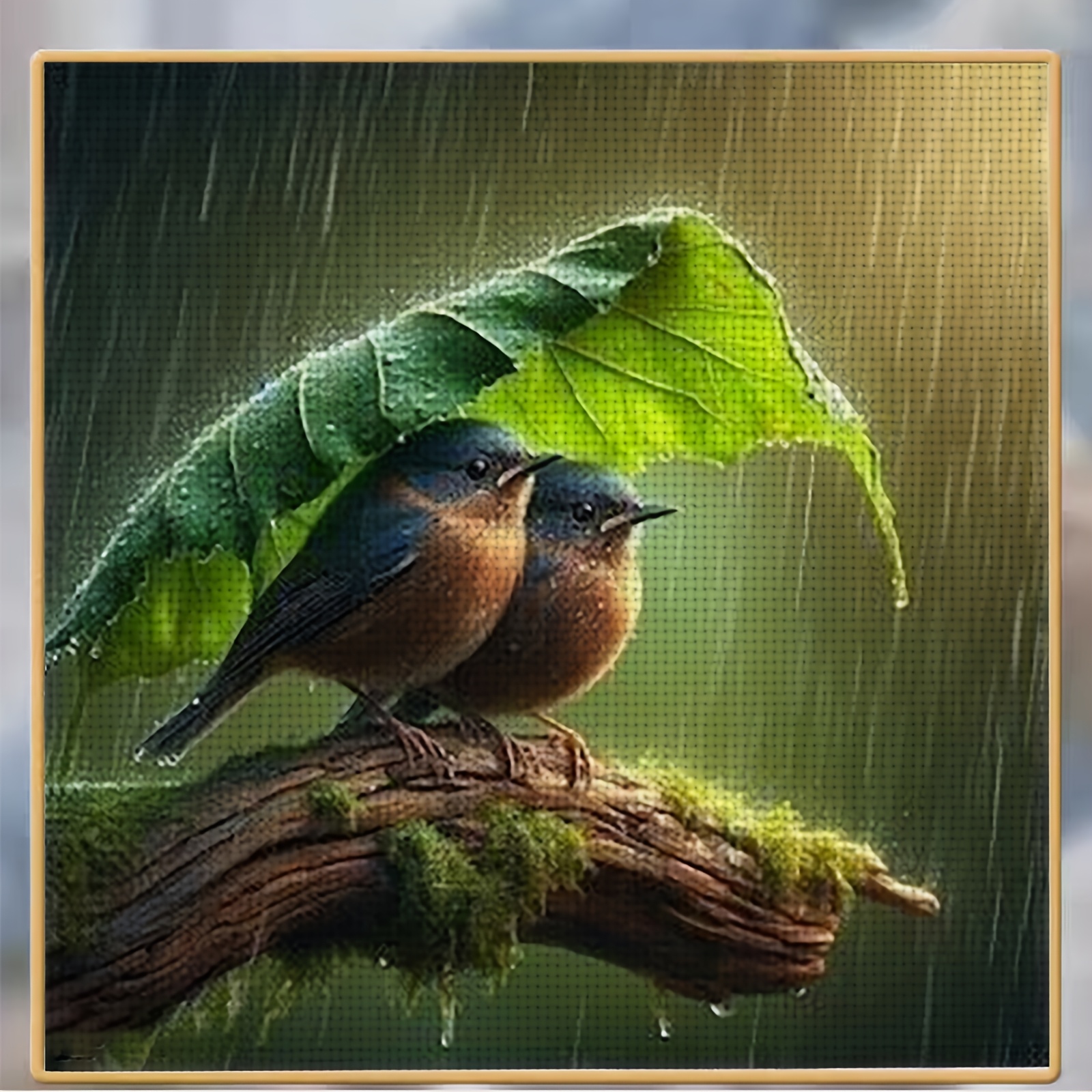 11CT Beginner Cross-Stitch Kit, Two Birds Under Leaves
