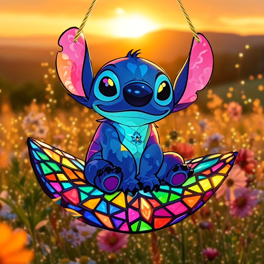 

1pièce Disney Stitch de Verre Stained Glass Sun - Plastique Anniversaire Suncatcher Pour Jardin, Patio, Porche, Bureau Et Décoration de Chambre - Cadeau Idéal Pour Et