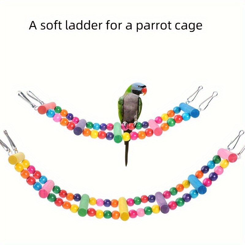 

Wooden Parrot Climbing Ladder With Soft Rungs - Swing Toy For Cage, Easy Perch & Fun Exercise, Ideal For Small To Medium Birds, Bird Toys For Parrots