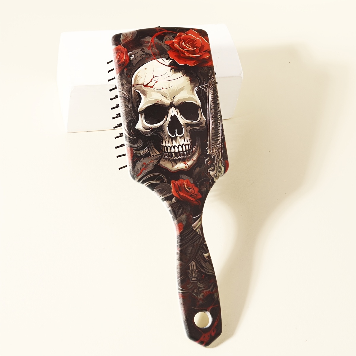 1pc Skeleton And Flower Pattern Air Cushion Comb - Massage Exfoliating Comb, Durable Abs Plastic Handle, Suitable For All Hairstyles