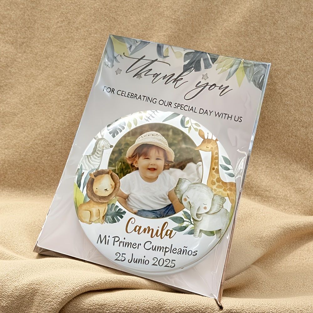 TEMU Decoraciones Personalizadas para Fiestas con Fotos e Información - Recuerdos Elegantes y Redondos, Ideales para , Bautizos, de en , Impresión de